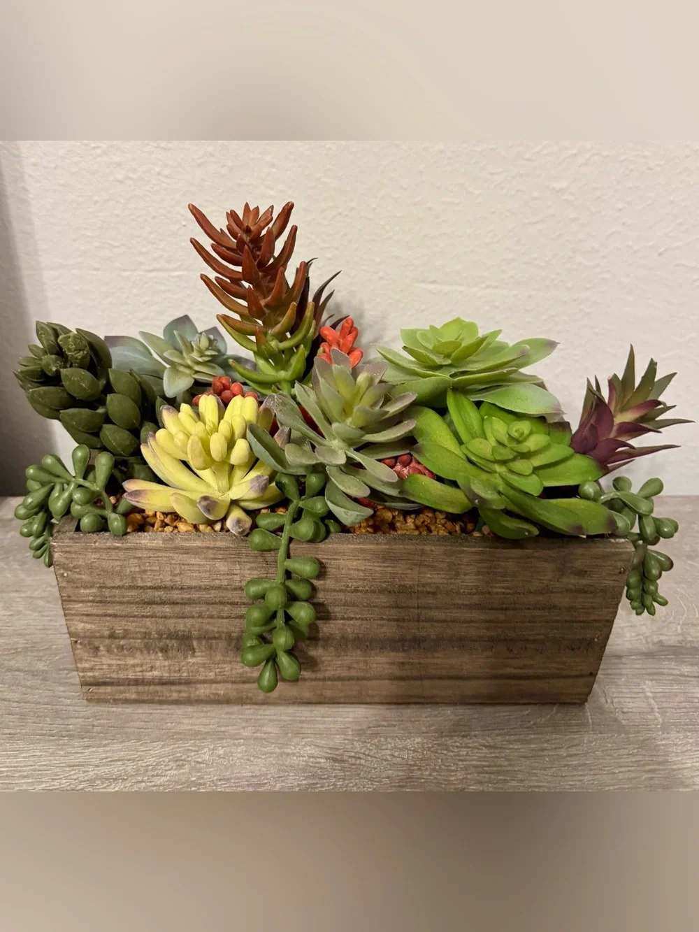 Better Homes & Gardens Faux Succulent Arrangement in a Wooden Box (9.75 x 6.5 in